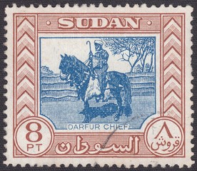 Chief of Darfur on horseback, stamp Sudan 1951