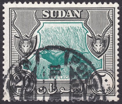  Nile lechwe (Kobus megaceros).Antelope is a genus of goats water, stamp Sudan 1951