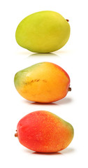 Mango slice cut to cubes close-up isolated on white background