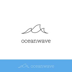 Sea wave, ocean wave logo icon simple monoline modern minimalistic thin line symbol design with three wave