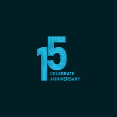 15 Year Anniversary Aqua Color Vector Template Design Illustration