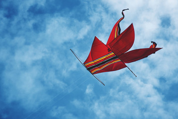 kite flying in the sky during a kite festival in Bali