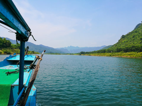 Sideview from both in the lake at Phong Nha Kebang National Park