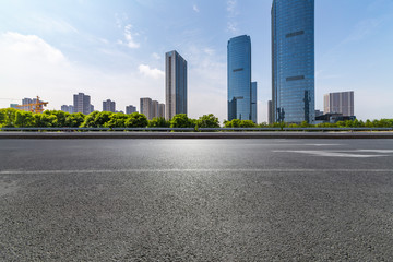 Panoramic skyline  with empty road