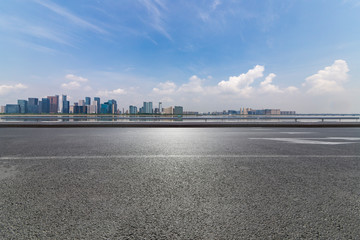 Panoramic skyline  with empty road