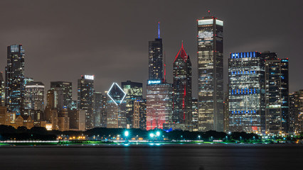 Fototapeta na wymiar The Skyline of Chicago at night - travel photography