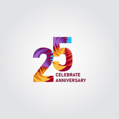 25 Year Anniversary Elegant Rainbow Vector Template Design Illustration