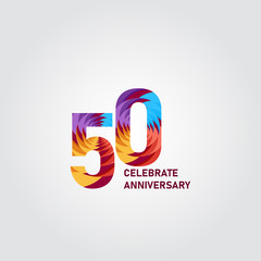 50 Year Anniversary Elegant Rainbow Vector Template Design Illustration
