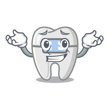 Grinning braces isolated with in the cartoon
