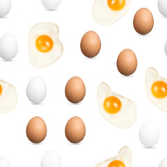 Realistic White and Brown Whole Chicken Eggs Pattern