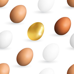 Realistic White and Brown Whole Chicken Eggs Pattern
