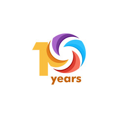 10 Year Anniversary Rainbow Vector Template Design Illustration