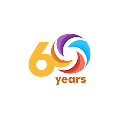 60 Year Anniversary Rainbow Vector Template Design Illustration