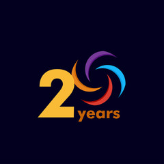 20 Year Anniversary Rainbow Vector Template Design Illustration
