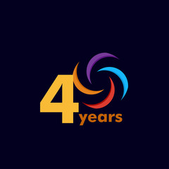 40 Year Anniversary Rainbow Vector Template Design Illustration