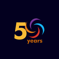 50 Year Anniversary Rainbow Vector Template Design Illustration