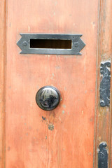 old wooden door with vintage mailbox, Valletta, Malta