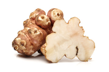Jerusalem artichoke on white background 
