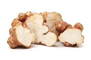 Jerusalem artichoke on white background 