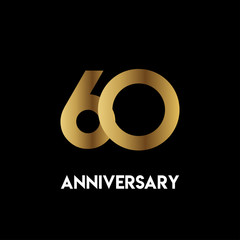 60 Year Anniversary Simple Vector Template Design Illustration