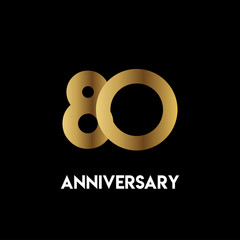 80 Year Anniversary Simple Vector Template Design Illustration