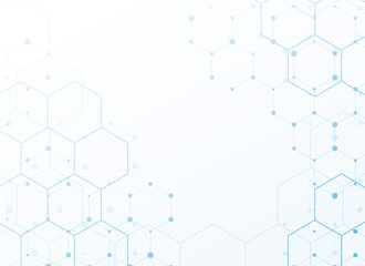 white background with blue tech hexagonal pattern design