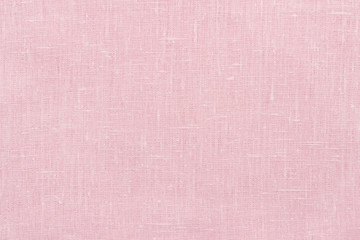 Pink linen pastel fabric, background or texture, closeup, top view, horizontal	
