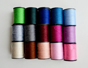 Multi-colored thread. Materials for needlework. Handmade.