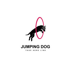 jumping dog logo template