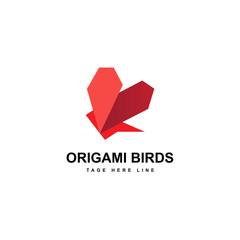 origami bird logo template