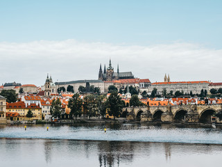 Fototapeta premium Prague Castle and Charles Bridge in Prague, Czech Republic