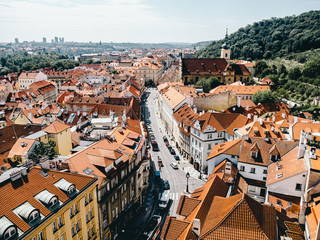 The aerial panorama view from St Nicholas Bell Tower, Prague, Czech Republic
