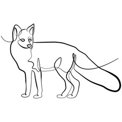 Fox one line drawing. Animal icon Vector Illustration