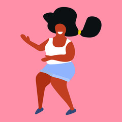 Happy dancing girl. Hand drawn vector illustration. Best for textile, greeting card, t shirt, print, stickers, posters design.