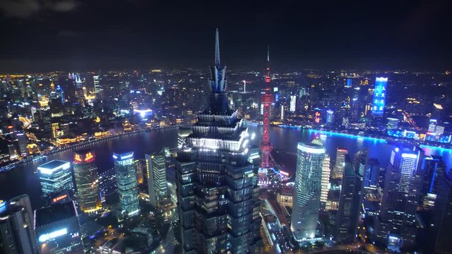Panoramic view of Shanghai by night