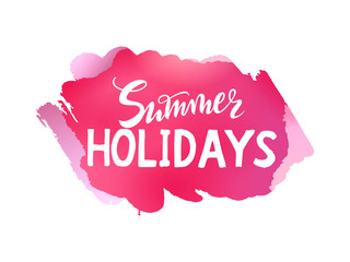 Naklejka na ściany i meble Vector illustration Summer holidays on abstract spot pink watercolor background.