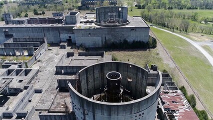 Fototapeta na wymiar abandoned factory shot from the air with my drone
