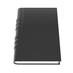 Black book with embossed spine. 3d rendering illustration isolated