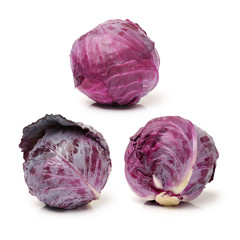 fresh red cabbage on a white background