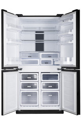 Fototapeta premium Refrigerator Isolated on White Background. Modern Kitchen and Domestic Major Appliances