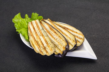 Grilled eggplant in the bowl