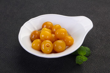 Yellow ripe cherry dessert