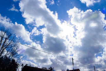 Clouds and blue sky background with copy space