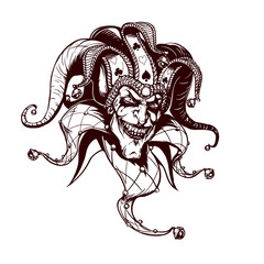 Joker. Angry jester in the cap. tattoo - obrazy, fototapety, plakaty