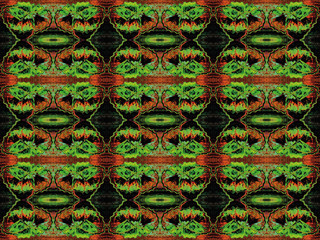 Seamless endless repeating bright ornament of multi-colored geometric shapes.