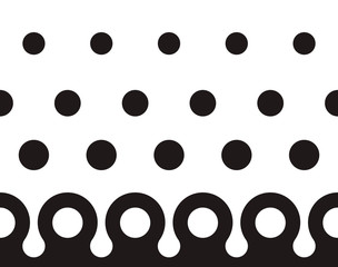 Seamles black and white polka dot pattern with border.