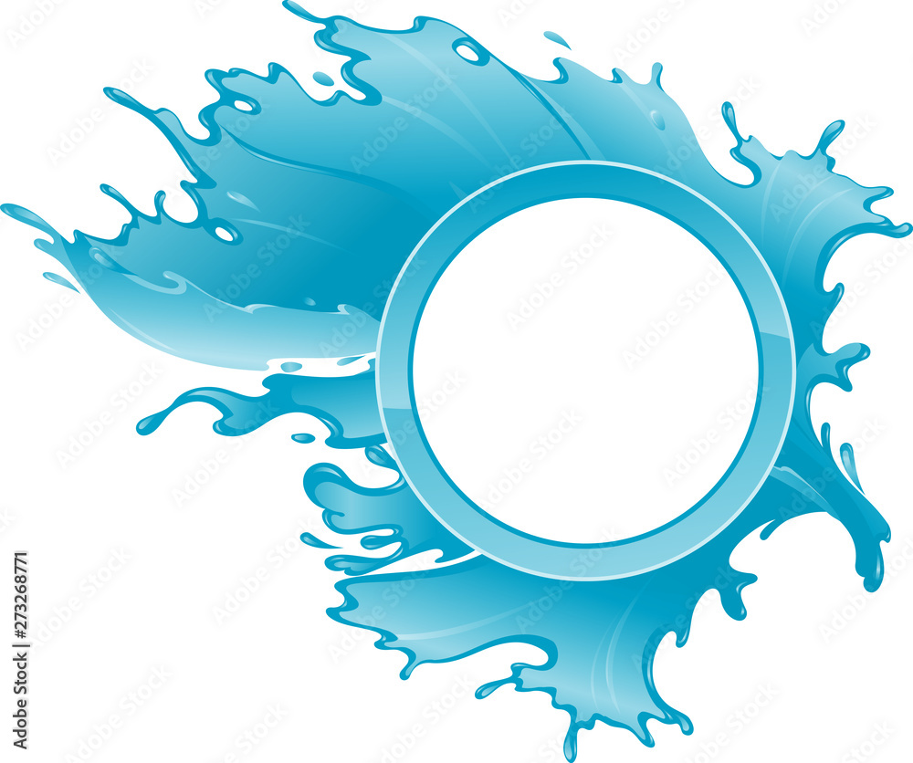 Wall mural water splash round, isolated vector