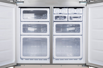 Obraz premium Refrigerator Isolated on White Background. Modern Kitchen and Domestic Major Appliances