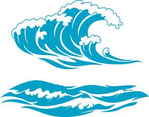 Wave Surf Set, Isolated Vector