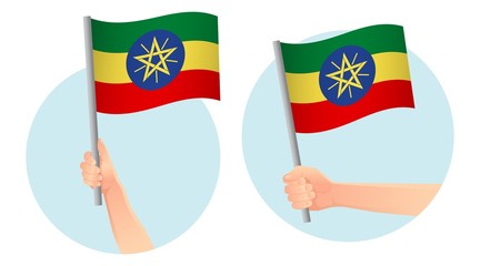 Ethiopia flag in hand icon